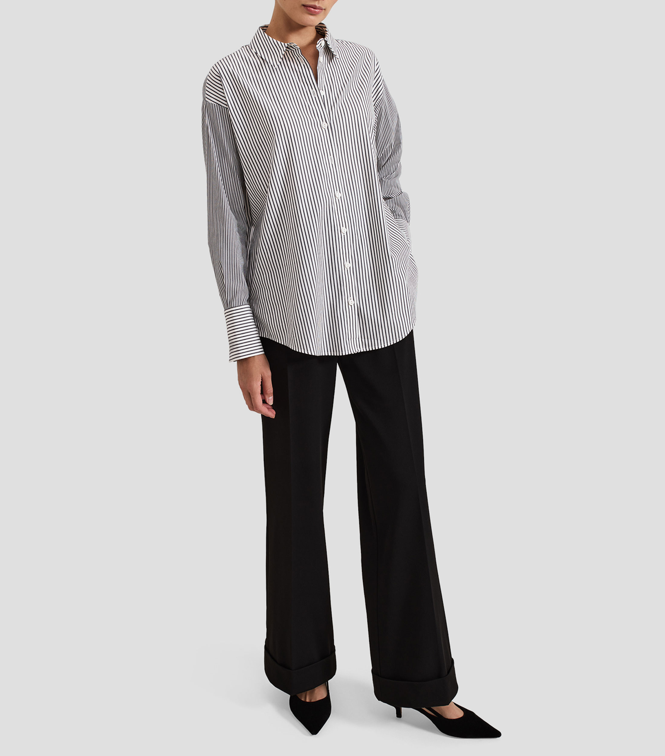 Camisa de rayas con manga larga Mujer